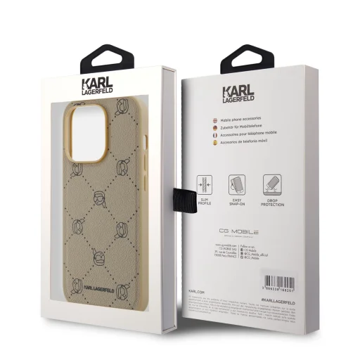 Karl Lagerfeld PU Karl Heads Pattern MagSafe tok iPhone 14 Pro Max Bézs - 6