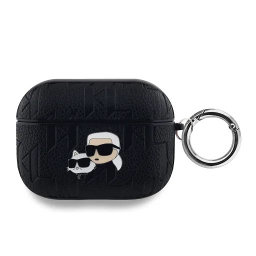 Karl Lagerfeld PU Dombornyomott Karl és Choupette Fejek AirPods Pro tok Fekete - 1