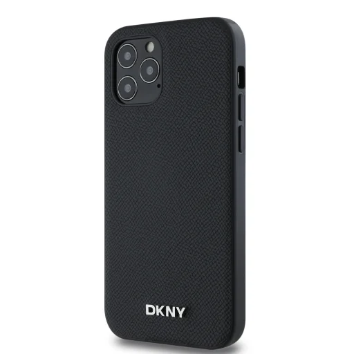 DKNY PU Bőr Ezüst Metál Logós Magsafe iPhone 12/12 Pro Tok - 3