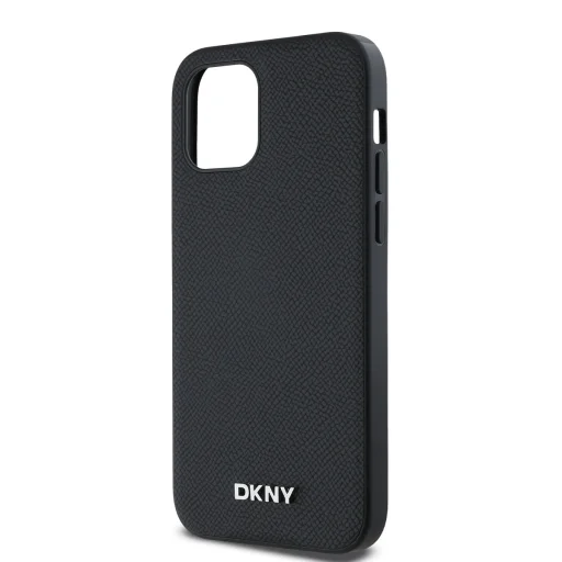 DKNY PU Bőr Ezüst Metál Logós Magsafe iPhone 12/12 Pro Tok - 4