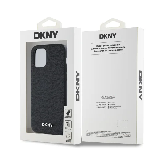 DKNY PU Bőr Ezüst Metál Logós Magsafe iPhone 12/12 Pro Tok - 6