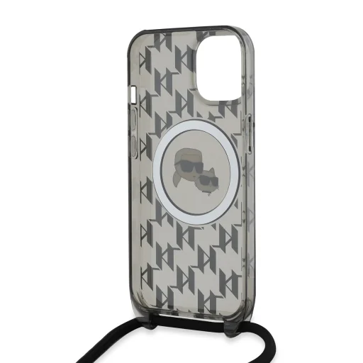  iPhone 15 Fekete Karl Lagerfeld IML Monogram Crossbody K&CH Heads MagSafe tok - 4