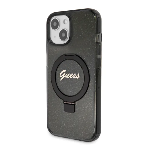 Guess IML Ring Stand Glitter MagSafe tok iPhone 15 Fekete - 2