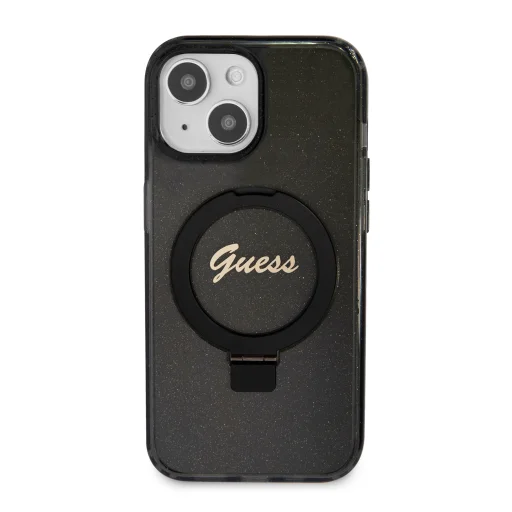Guess IML Ring Stand Glitter MagSafe tok iPhone 15 Fekete - 3