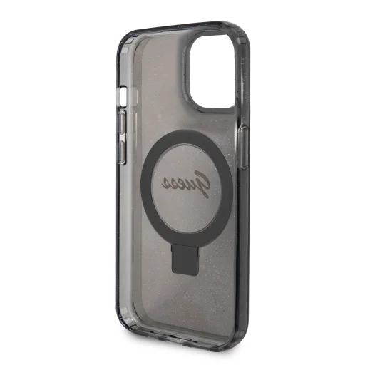 Guess IML Ring Stand Glitter MagSafe tok iPhone 15 Fekete - 6