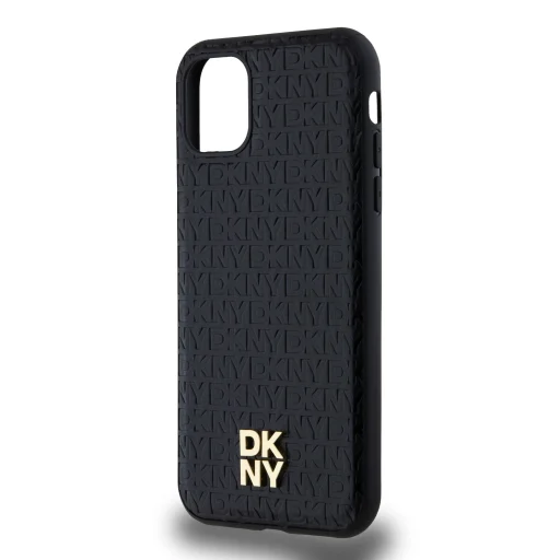 DKNY PU Bőr Ismétlődő Minta Logó Stacked MagSafe iPhone 11 tok fekete - 4