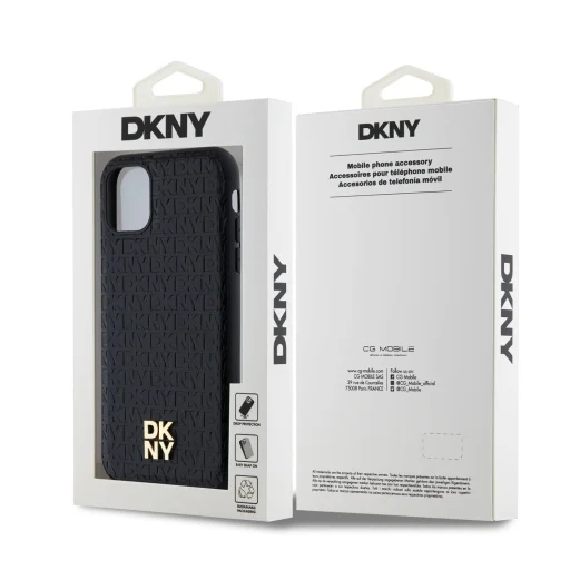 DKNY PU Bőr Ismétlődő Minta Logó Stacked MagSafe iPhone 11 tok fekete - 6