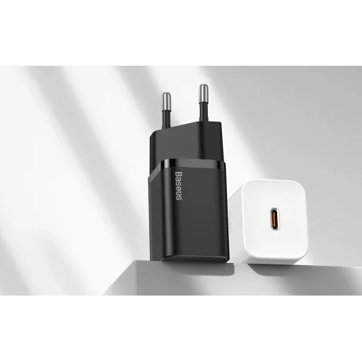 Baseus TZCCSUP-L02 Super Si Gyors Töltő USB-C 25W + Adatkábel USB-C to USB-C 1m Fehér - 5