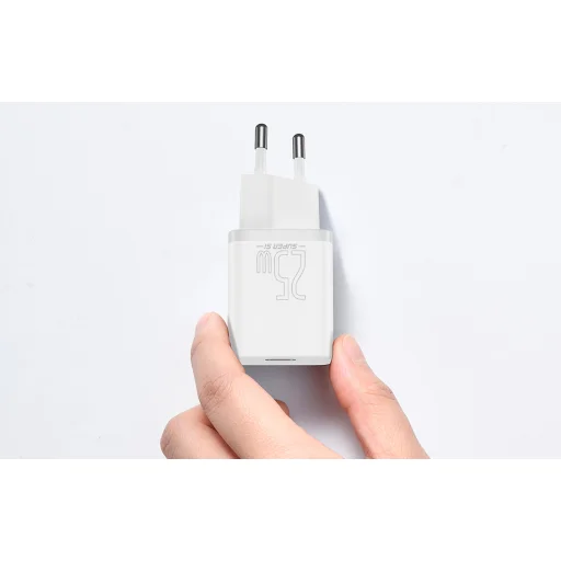 Baseus TZCCSUP-L02 Super Si Gyors Töltő USB-C 25W + Adatkábel USB-C to USB-C 1m Fehér - 6