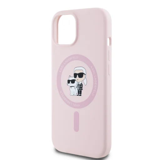  iPhone 15 Pink Karl Lagerfeld Liquid Silicone Karl and Choupette MagSafe tok - 4