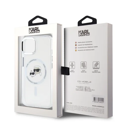 Karl Lagerfeld IML K&CH Heads Metal Frame MagSafe tok iPhone 14-hez, Átlátszó - 6