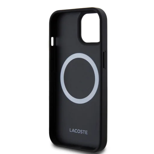  iPhone 15 Fekete Lacoste Iconic Petit Pique Szőtt Logós MagSafe Tok - 6