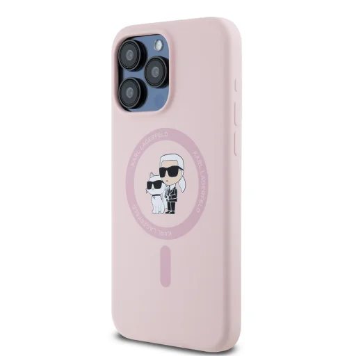 Karl Lagerfeld Liquid Silicone Karl and Choupette MagSafe tok iPhone 14 Pro Pink - 3