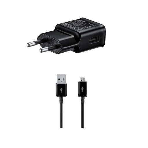 EP-TA200EBE + ECB-DU4EBE Samsung 15W utazó hálózati töltő + microUSB adatkábel Fekete (OOB Bulk) - 1