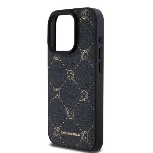  iPhone 15 Pro Max Fekete Karl Lagerfeld PU Karl Heads Pattern MagSafe tok - 4