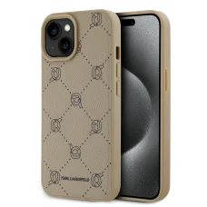  iPhone 15 Bézs Karl Lagerfeld PU Karl Heads Pattern MagSafe tok