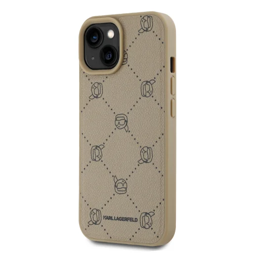  iPhone 15 Bézs Karl Lagerfeld PU Karl Heads Pattern MagSafe tok - 3