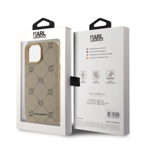  iPhone 15 Bézs Karl Lagerfeld PU Karl Heads Pattern MagSafe tok - 6