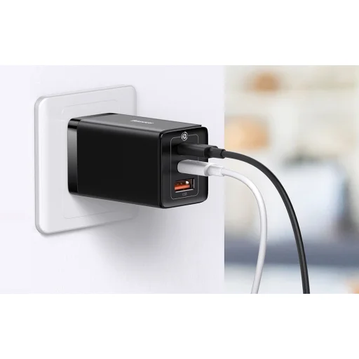Baseus CCGP120201 GaN5 Pro Gyors Töltő USB-A + 2x USB-C 65W Fekete - 8
