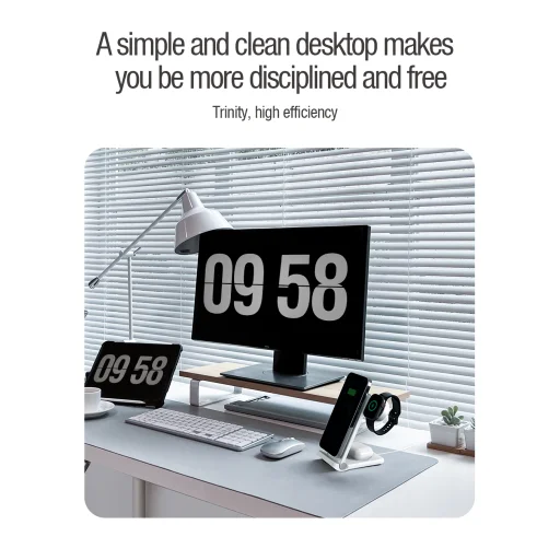 Nillkin PowerTrio 3 az 1-ben Vezeték nélküli Töltőállomás MagSafe az Apple Watch-hoz Fehér (MFI) - 4