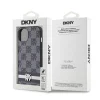 DKNY PU bőrből készült sakktábla mintás és csíkozott tok iPhone 12/12 Pro fekete thumbnail