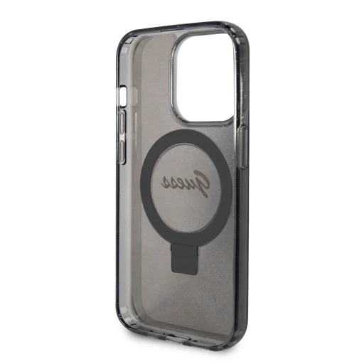 Guess IML Ring Stand Glitter MagSafe tok iPhone 15 Pro Fekete - 7