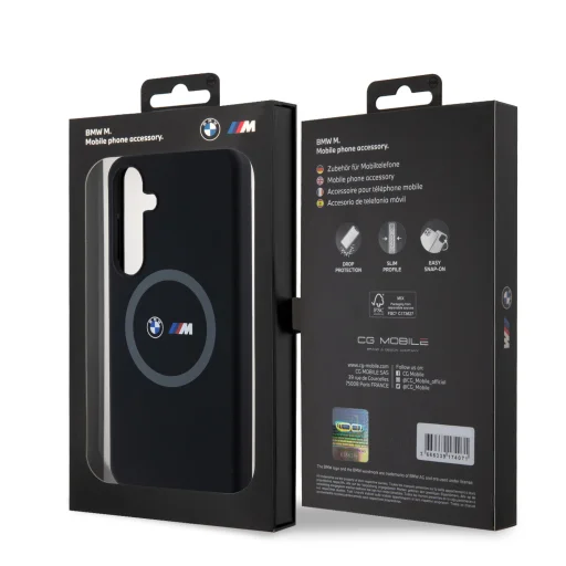 BMW M Printed Round and Logo Magsafe Szilikon Tok Samsung Galaxy S24+ Fekete - 7