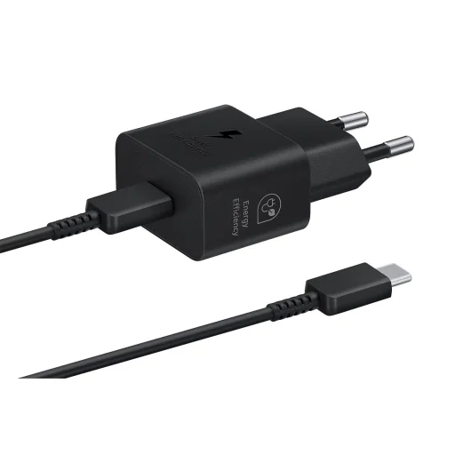 EP-T2510EBE + EP-DN980BBE Samsung USB-C 25W Hálózati Töltő + USB-C Adatkábel Fekete (OOB Bulk) - 1