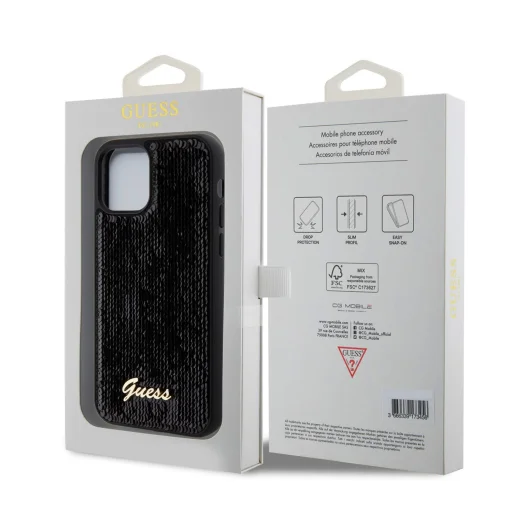 Guess Sequin Script Logo tok iPhone 12/12 Pro fekete - 7