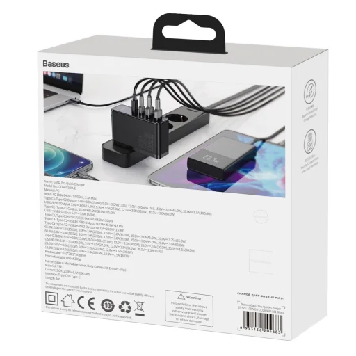 Baseus CCGAN2P-L01 GaN2 Pro Gyors Töltő 2xUSB + 2xUSB-C 100W Fekete - 7
