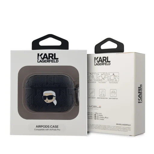 Karl Lagerfeld PU Dombornyomott Karl Head fekete tok AirPods Pro-hoz - 3