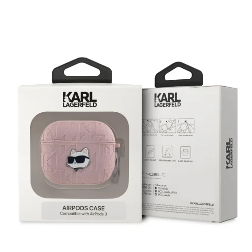 Karl Lagerfeld PU dombornyomott Choupette fej tok AirPods 3-hoz rózsaszín - 3