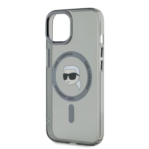  iPhone 15 Fekete Karl Lagerfeld IML Karl Head Metal Frame MagSafe tok - 4