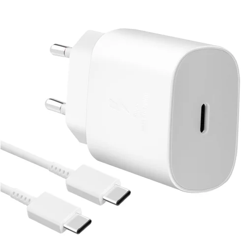 Samsung EP-TA800EWE USB Type-C hálózati töltő adapter 25W + EP-DA905BWE töltő kábel fehér - 1