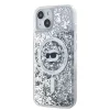  iPhone 15 átlátszó Karl Lagerfeld Liquid Glitter Choupette Head MagSafe tok thumbnail