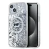  iPhone 15 átlátszó Karl Lagerfeld Liquid Glitter Choupette Head MagSafe tok