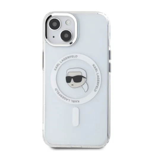  iPhone 15 Átlátszó Karl Lagerfeld IML Karl Head Metal Frame MagSafe tok - 2