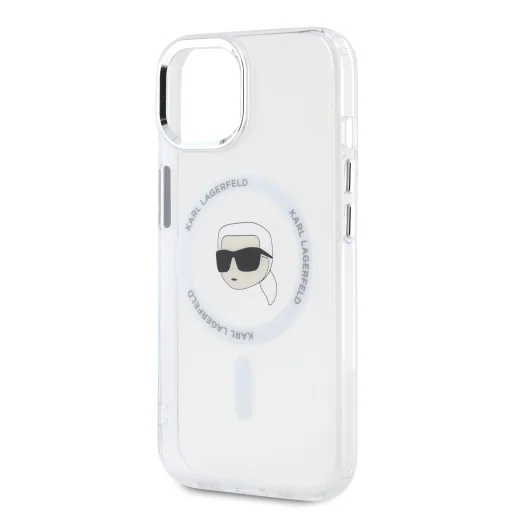  iPhone 15 Átlátszó Karl Lagerfeld IML Karl Head Metal Frame MagSafe tok - 4
