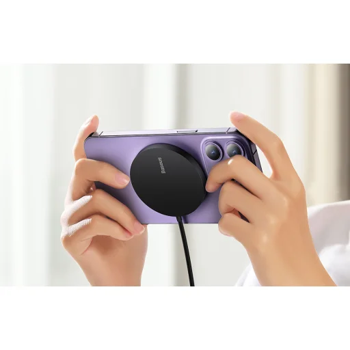 Baseus Simple Mini3 Mágneses Vezeték Nélküli Töltő 15W Fekete - 7