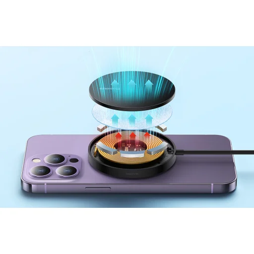 Baseus Simple Mini3 Mágneses Vezeték Nélküli Töltő 15W Fekete - 8