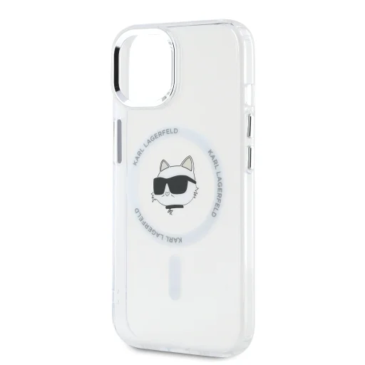  iPhone 15 Átlátszó Karl Lagerfeld IML Choupette Head Metal Frame MagSafe tok - 4