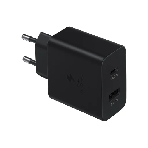 EP-TA220EBE Samsung Dupla (USB-C, USB-A) 35W Utazó Töltő Fekete (OOB Bulk) hálózati USB-C, Type-C töltő - 1