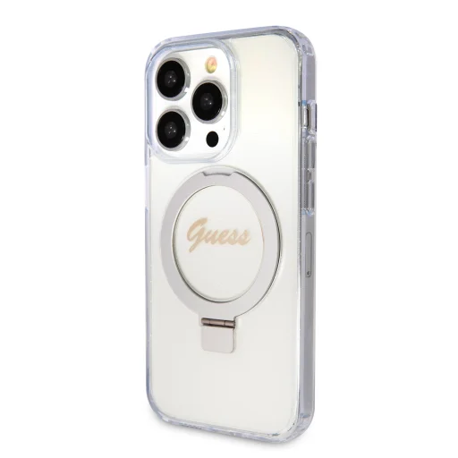 Guess IML Ring Stand Glitter MagSafe tok iPhone 15 Pro áttetsző - 2