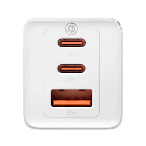 Baseus CCGP120202 GaN5 Pro Gyorstöltő USB-A + 2x USB-C 65W Fehér - 2