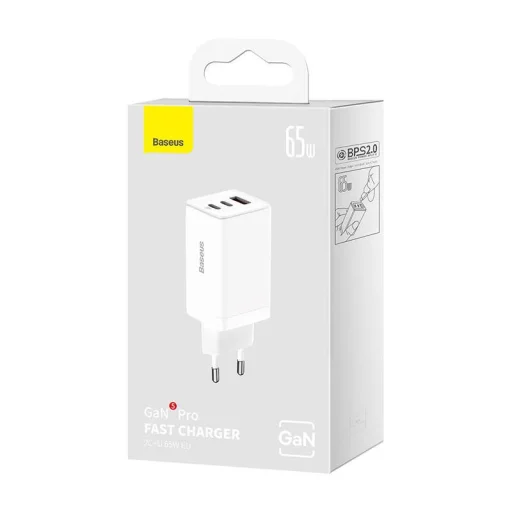Baseus CCGP120202 GaN5 Pro Gyorstöltő USB-A + 2x USB-C 65W Fehér - 6