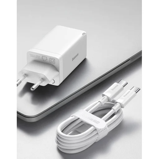Baseus CCGP120202 GaN5 Pro Gyorstöltő USB-A + 2x USB-C 65W Fehér - 5
