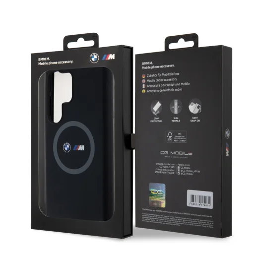 BMW M Printed Round and Logo Magsafe szilikon tok Samsung Galaxy S24 Ultra Fekete - 7