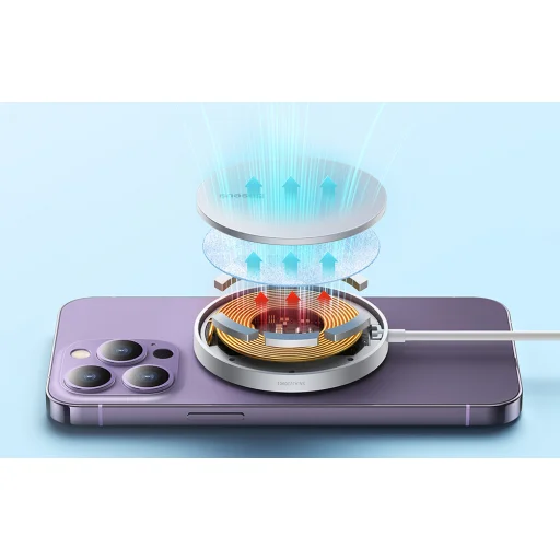 Baseus Simple Mini3 Mágneses Vezeték Nélküli Töltő 15W Fehér - 8