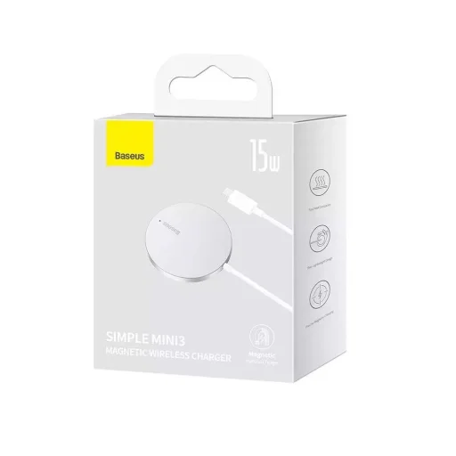 Baseus Simple Mini3 Mágneses Vezeték Nélküli Töltő 15W Fehér - 4