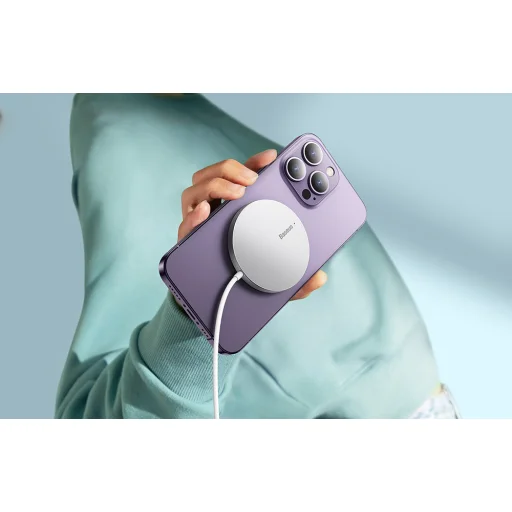 Baseus Simple Mini3 Mágneses Vezeték Nélküli Töltő 15W Fehér - 5